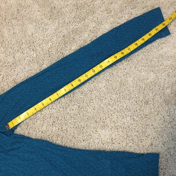 Peacock Blue Ditsy Floral Print Cowl Collar Bamboo Shirt - Picture 16 of 16